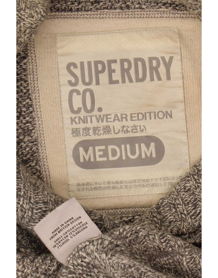 Superdry Herren-Cardigan-Pullover aus mittelgrauer Baumwolle
