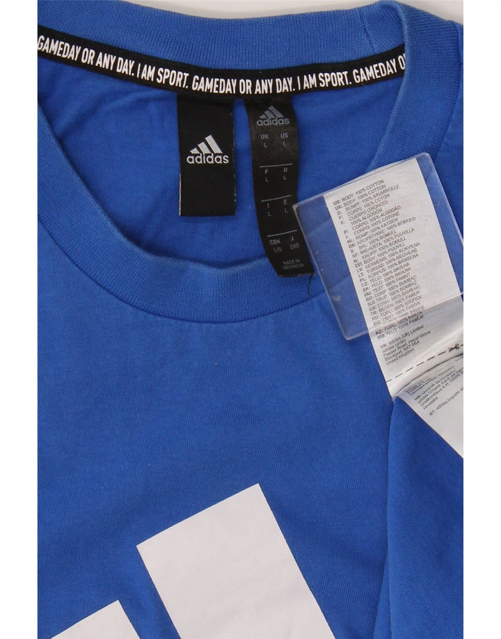 Adidas Herren Grafik T-Shirt Top Große blaue Baumwolle