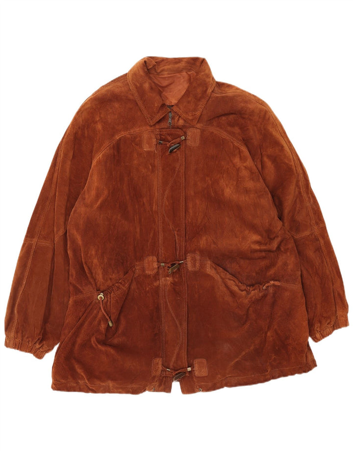 Michel Damen Übergroßer Wildledermantel IT 50 XL Braunes Leder
