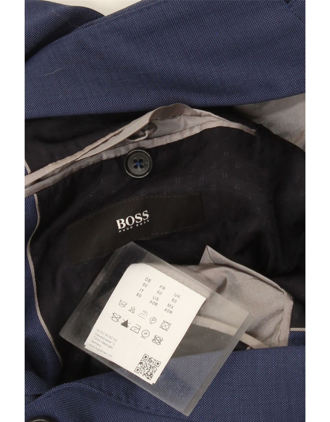 HUGO BOSS Herren-Blazer mit 2 Knöpfen, EU 50, große blaue Wolle