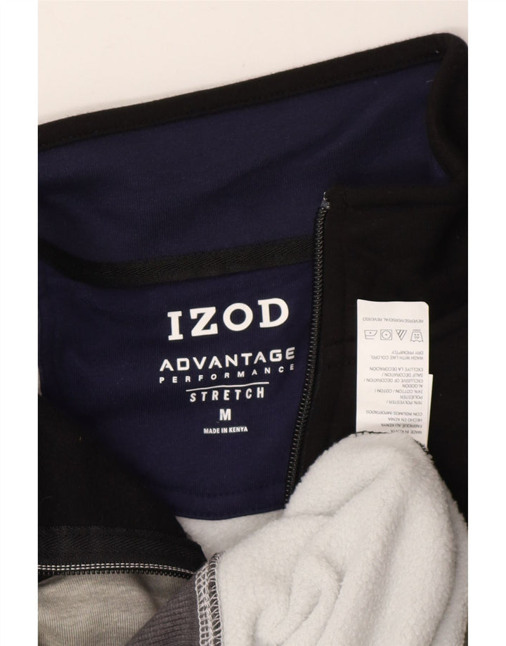 IZOD Herren-Sweatshirt mit Reißverschluss am Hals, mittelgraues Farbblock-Polyester