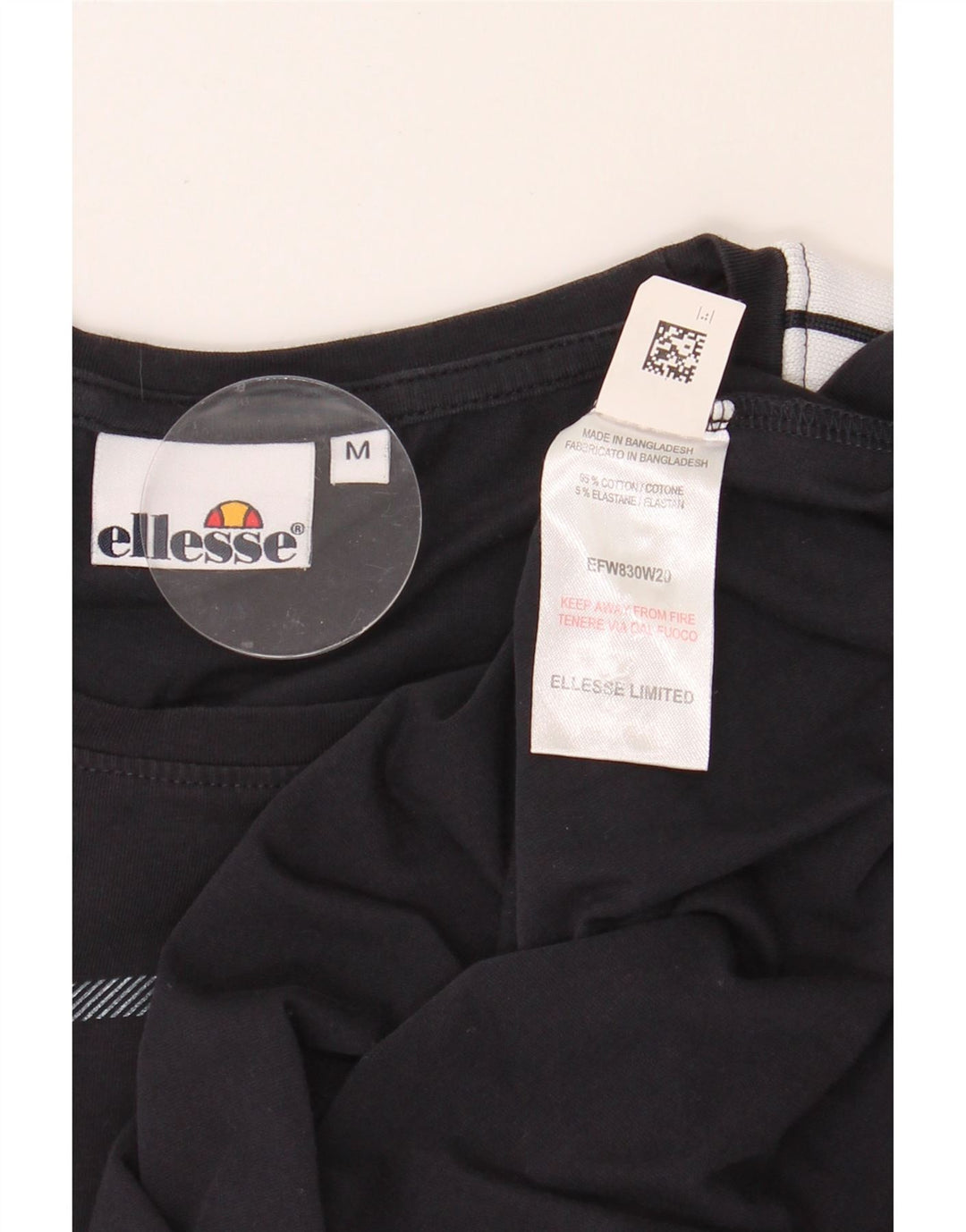 ELLESSE Womens Graphic T-Shirt Top UK 12 Medium Navy Blue Colourblock Vintage Ellesse and Second-Hand Ellesse from Messina Hembry 