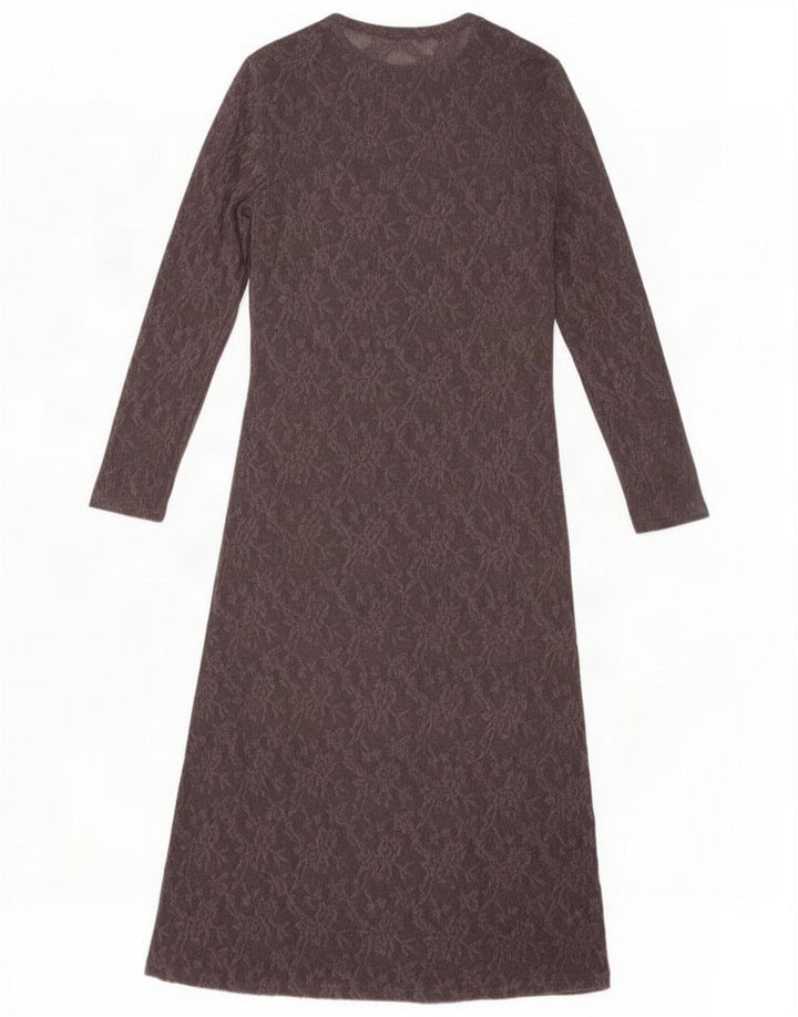 Marks & Spencer Damen Maxikleid UK 12 Mittelgraues Blumenmuster aus Polyester