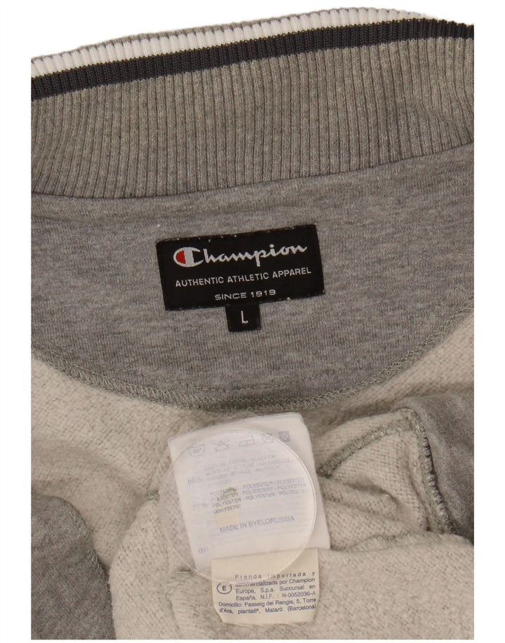 CHAMPION Herren-Trainingsanzug-Oberteil, große, grau gesprenkelte Baumwolle