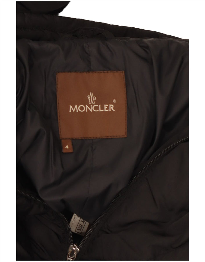 Moncler Damen gepolsterter Mantel Größe 4 XL Schwarz Polyamid