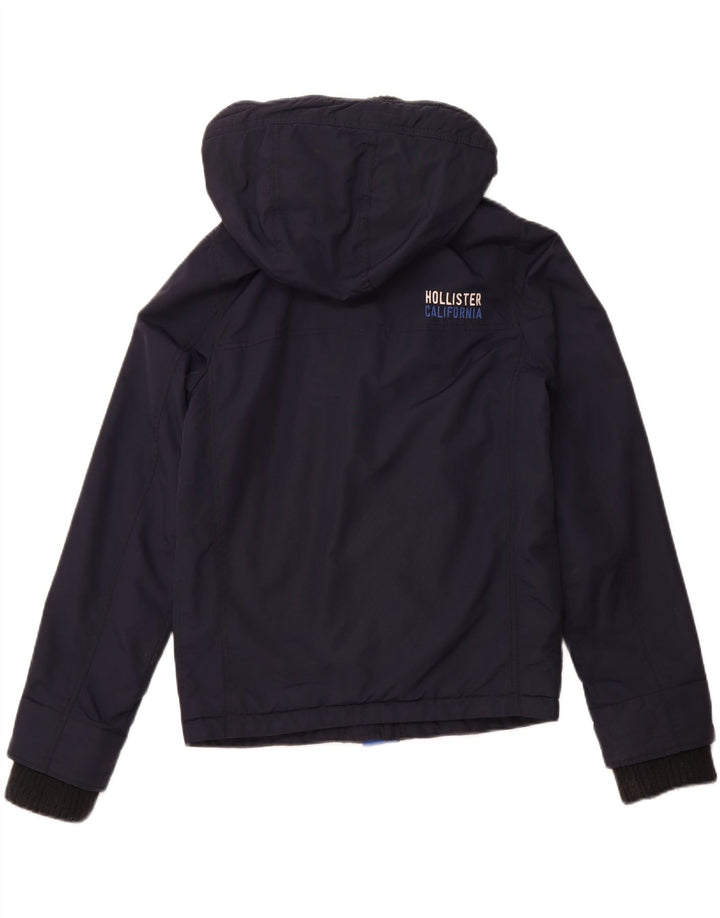 HOLLISTER Damen-Windbreakerjacke mit Kapuze, UK 10, Größe S, marineblaues Nylon
