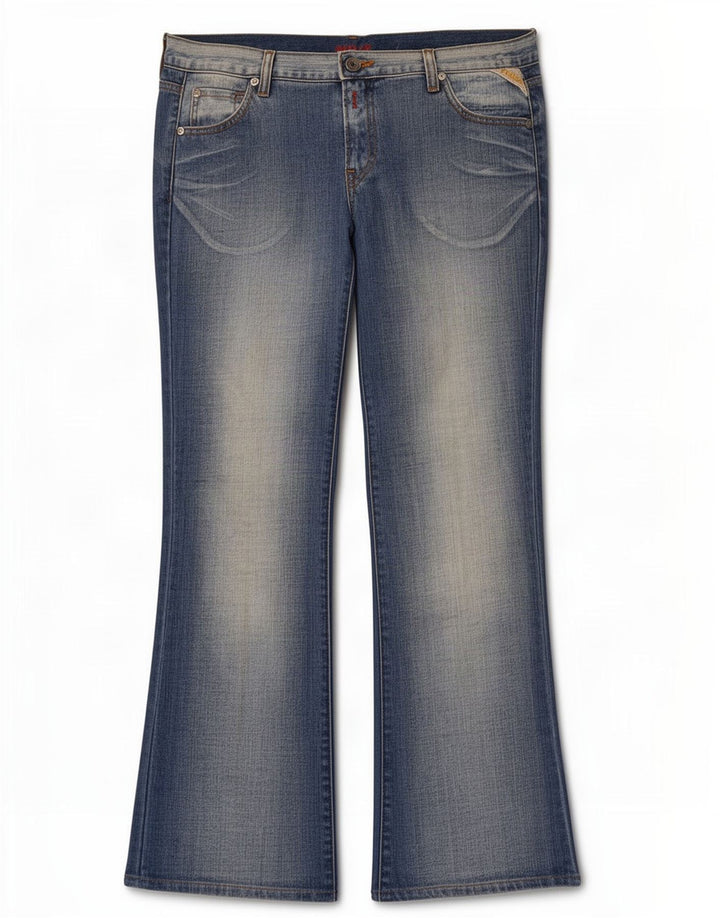 Replay Damen Bootcut Jeans W32 L30 Blaue Baumwolle