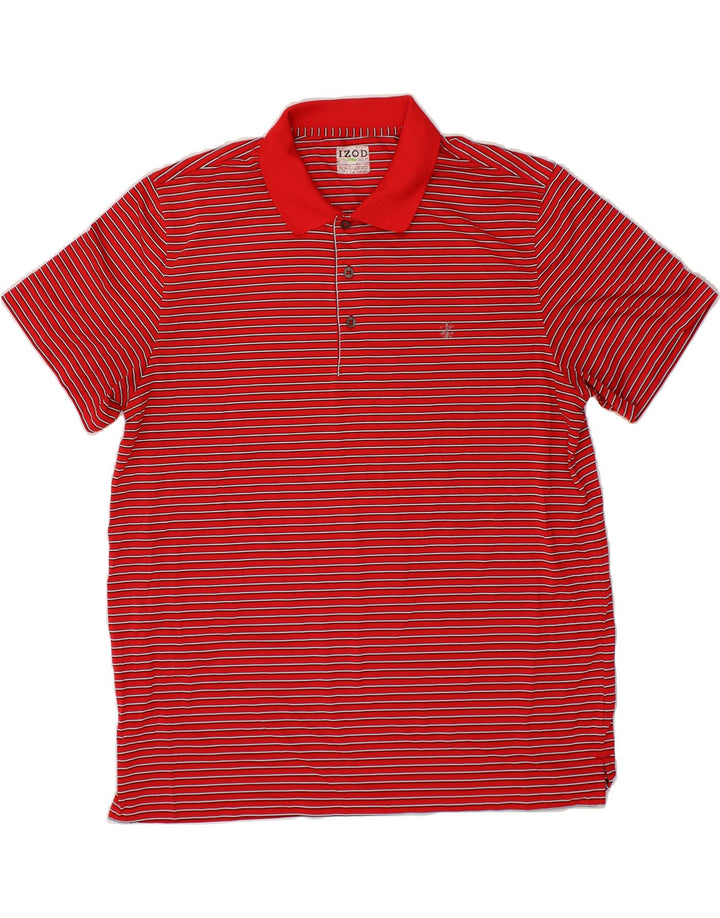 IZOD Mens Polo Shirt XL Red Striped Polyester Vintage Izod and Second-Hand Izod from Messina Hembry 