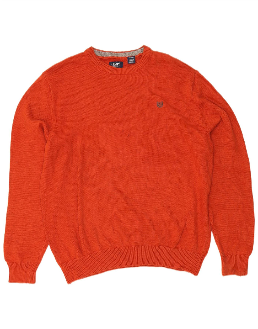 Chaps Herren-Pullover mit Rundhalsausschnitt, XL, Orange, Baumwolle
