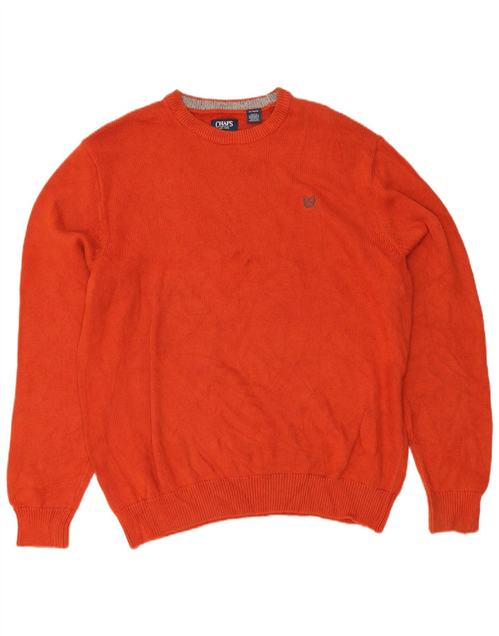Chaps Herren-Pullover mit Rundhalsausschnitt, XL, Orange, Baumwolle