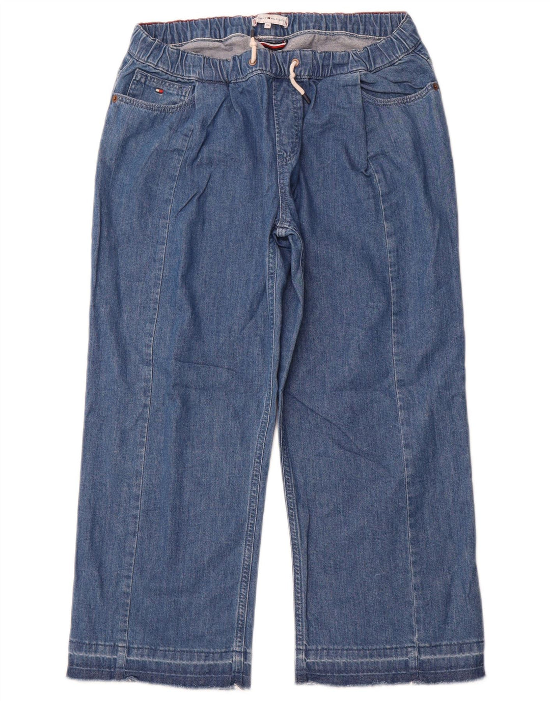 TOMMY HILFIGER Mädchen Capri-Jeans mit weitem Bein, 15–16 Jahre, W28, L23, blaue Baumwolle