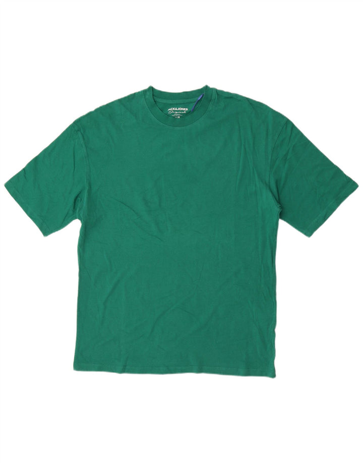 Jack & Jones Herren Reguläres T-Shirt-Oberteil aus mittelgrüner Baumwolle