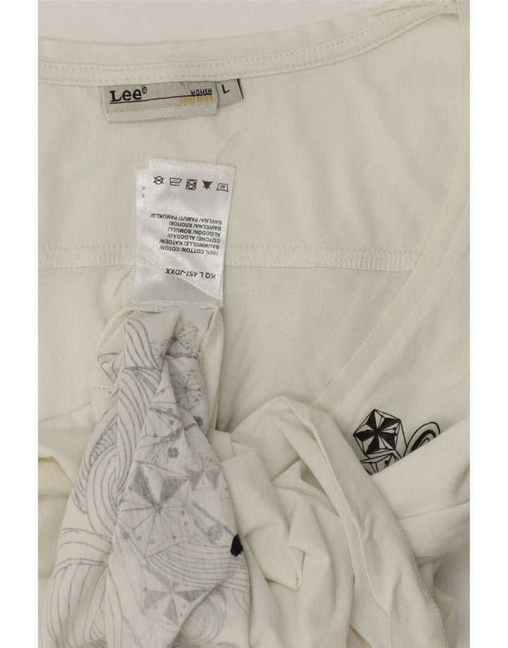 Lee Damen-Top, 3/4-Ärmel, UK-Größe 16, Größe L, weiße Baumwolle