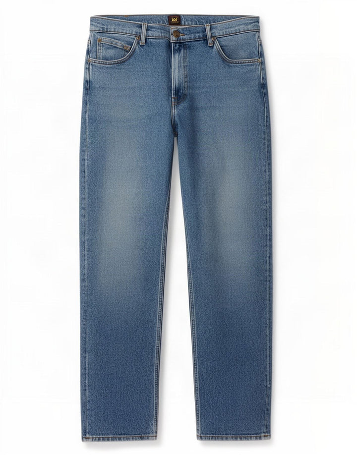 Lee Herren West Straight Jeans W34 L32 Blaue Baumwolle
