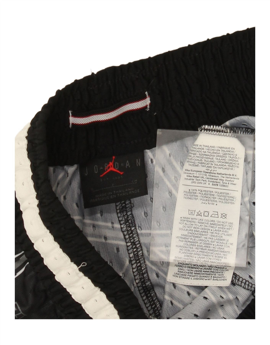 Jordan Herren-Sportshorts, klein, schwarzes, geometrisches Polyester