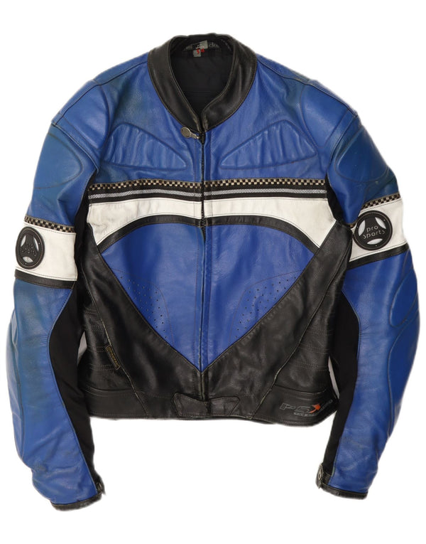 Hein Gericke Herren Moto Racer Lederjacke Größe 54 XL Blauer Farbblock