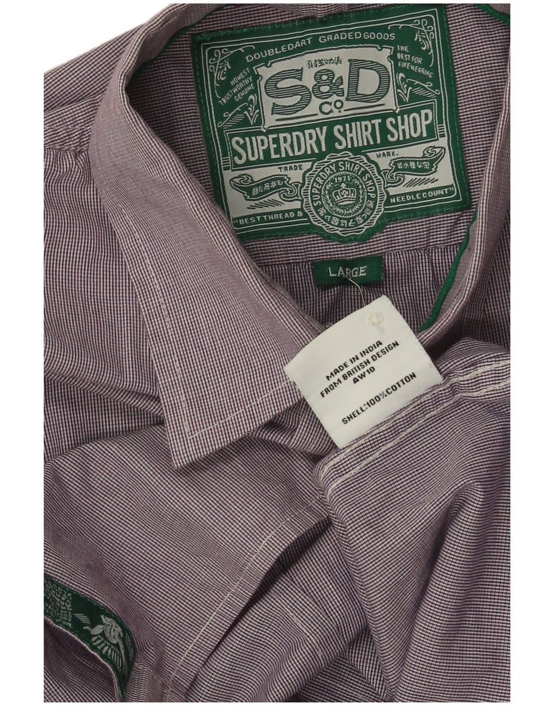 Superdry Herrenhemd aus Baumwolle, groß, lila kariert
