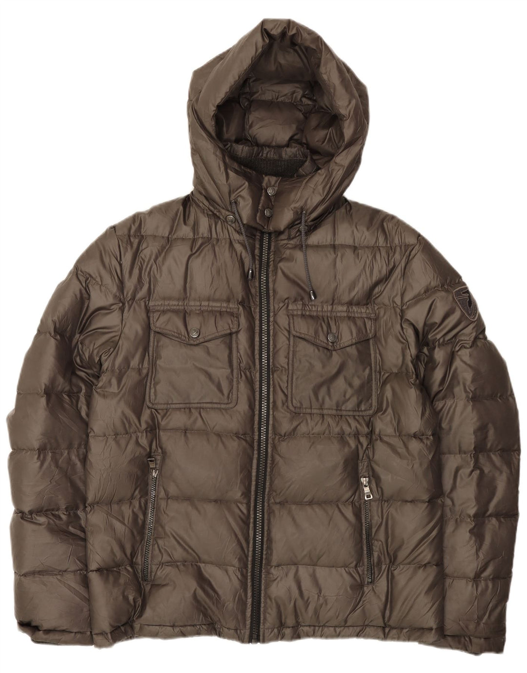 Trussardi Jeans Herren-Jacke mit Kapuze, gepolstert, Größe 54, 2XL, Khaki, Polyester