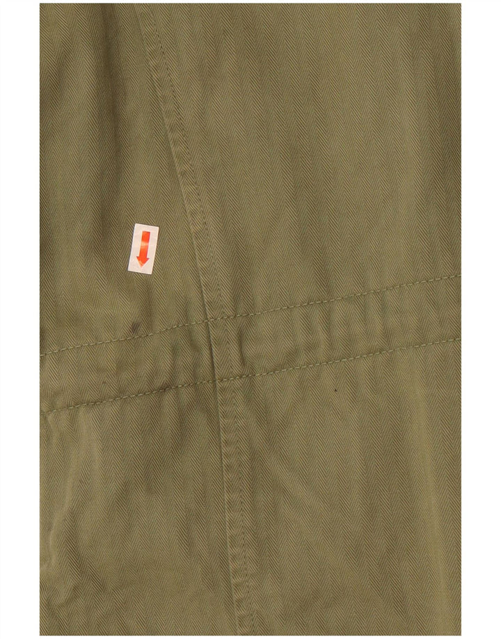 Superdry Damen-Militärjacke mit Kapuze, UK 12, mittlere Khaki-Baumwolle