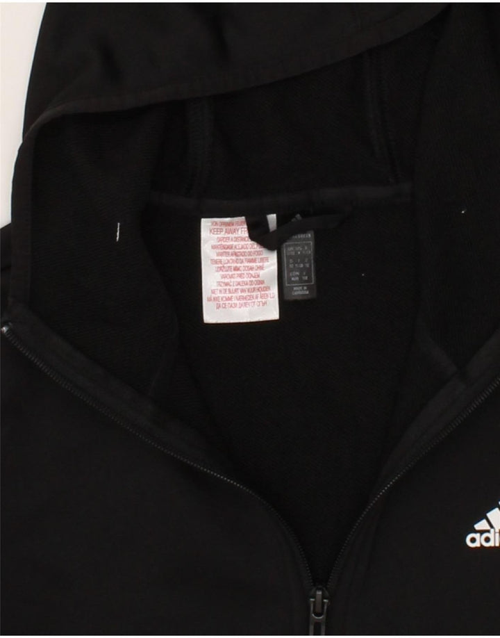 ADIDAS Boys Zip Hoodie Sweater 11-12 Years Black Polyester Vintage Adidas and Second-Hand Adidas from Messina Hembry 