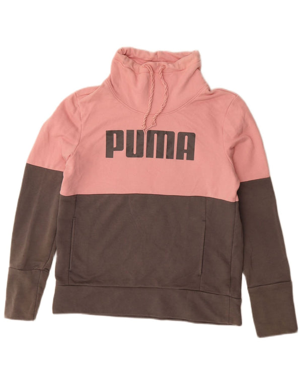 Puma Damen Grafik-Sweatshirt-Pullover UK 14 Mittelrosa Colourblock-Baumwolle