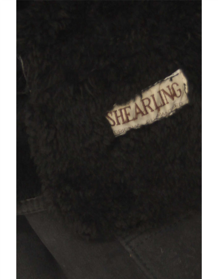 Vintage Damen Shearling Jacke IT 44 Medium Black Shearling