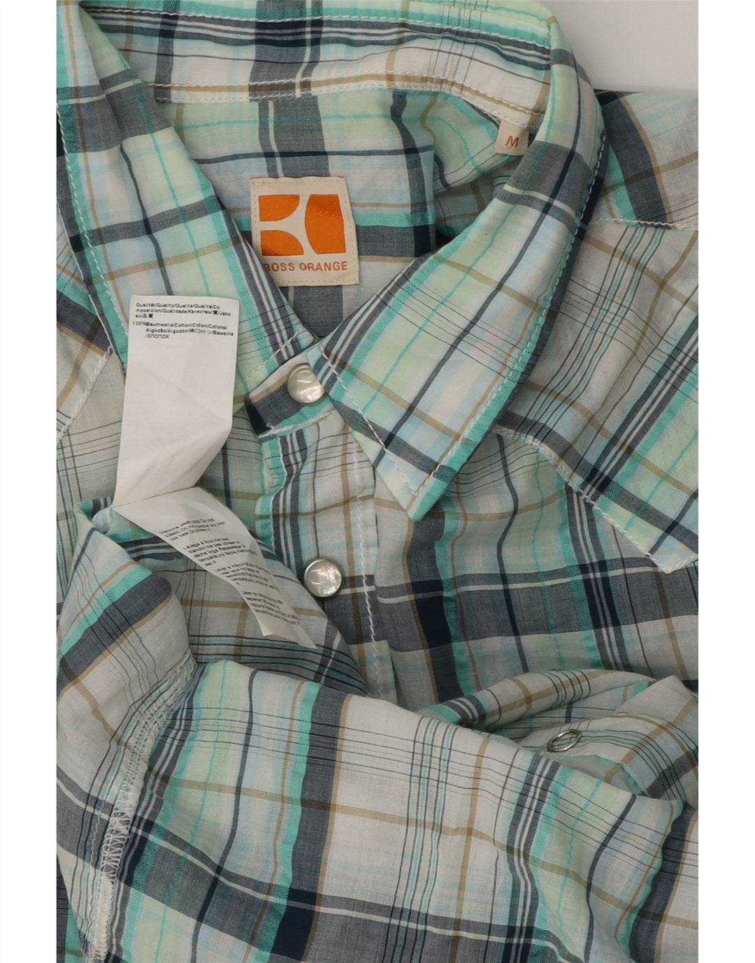HUGO BOSS Herrenhemd aus mittelblau karierter Baumwolle