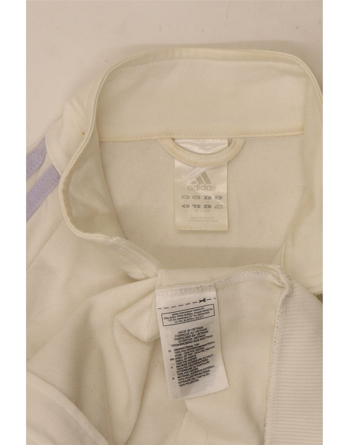 ADIDAS Damen-Trainingsanzug-Oberteiljacke UK 16 Large Off White Polyester