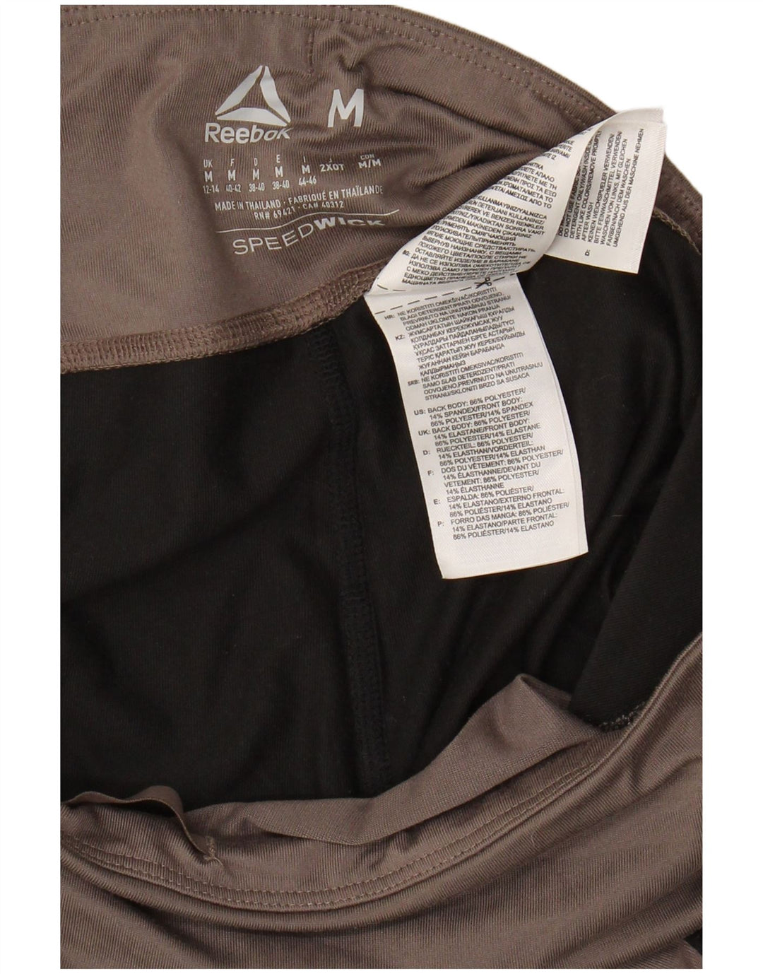 REEBOK Womens Graphic Leggings UK 12/14 Mittelgraues Colourblock-Polyester