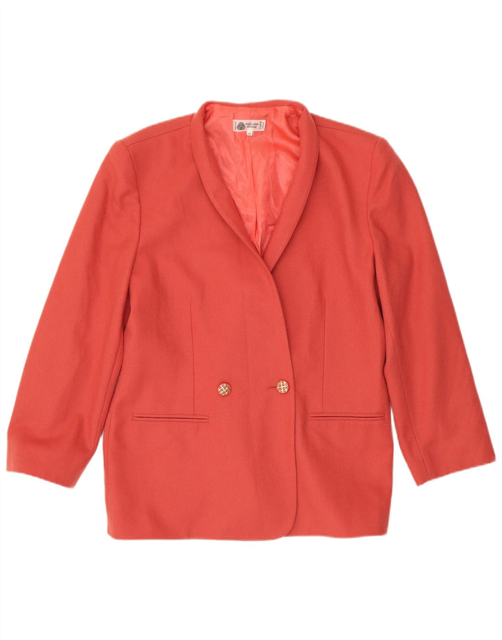 Vintage Damen Zweireihige Blazerjacke IT 48 XL Rosa Schurwolle