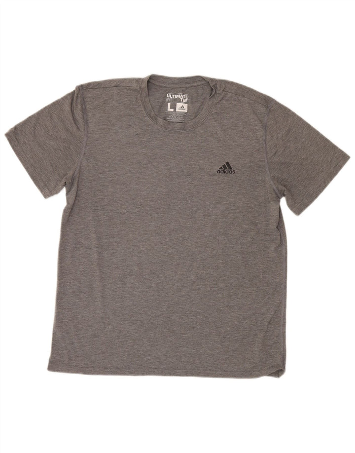 Adidas Herren Climalite T-Shirt Top Großes grau meliertes Polyester