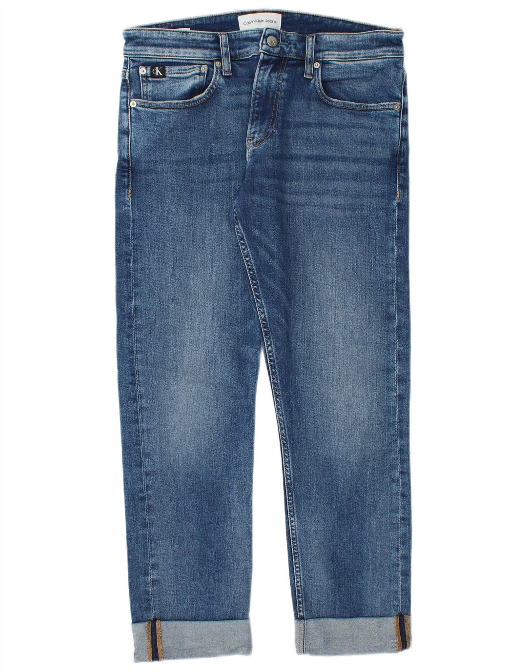 Calvin Klein Herren Straight Jeans W32 L27 Blaue Baumwolle