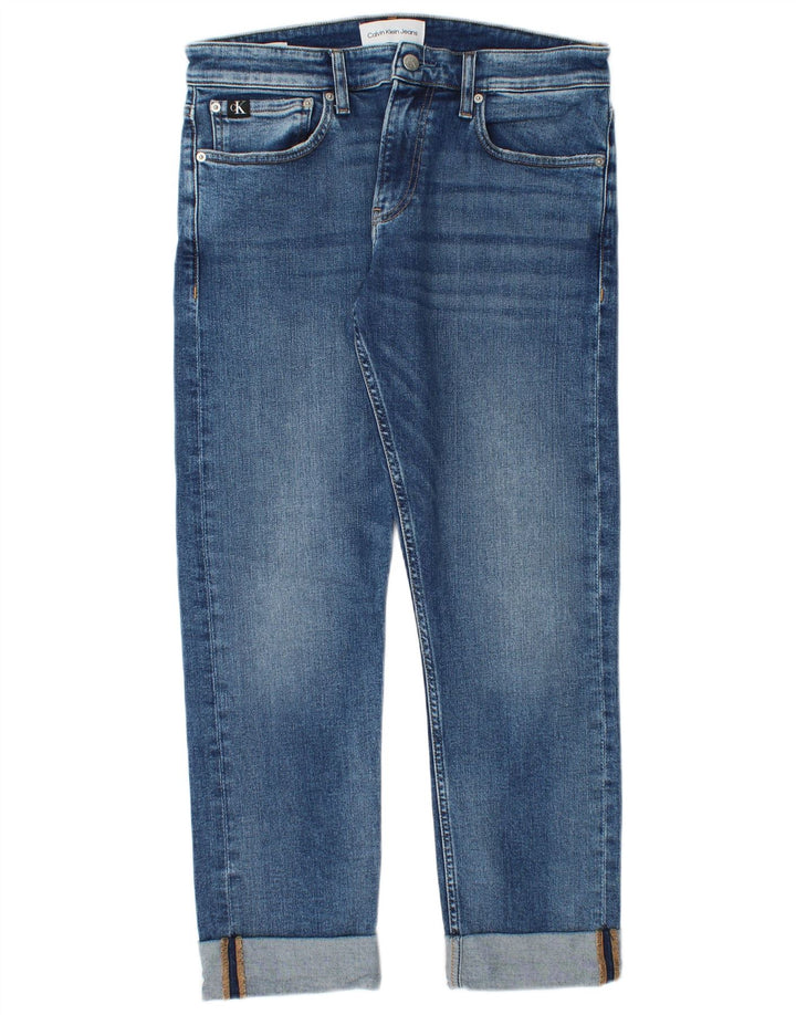 Calvin Klein Herren Straight Jeans W32 L27 Blaue Baumwolle