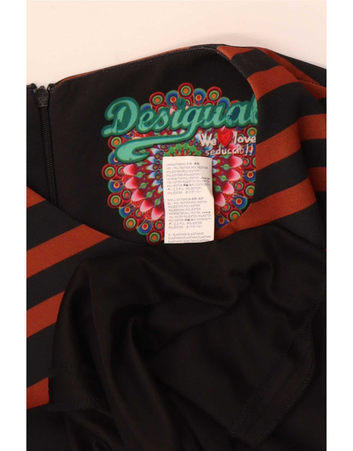 Desigual Damen Grafisches ärmelloses Etuikleid EU 38 Mittelschwarz gestreift