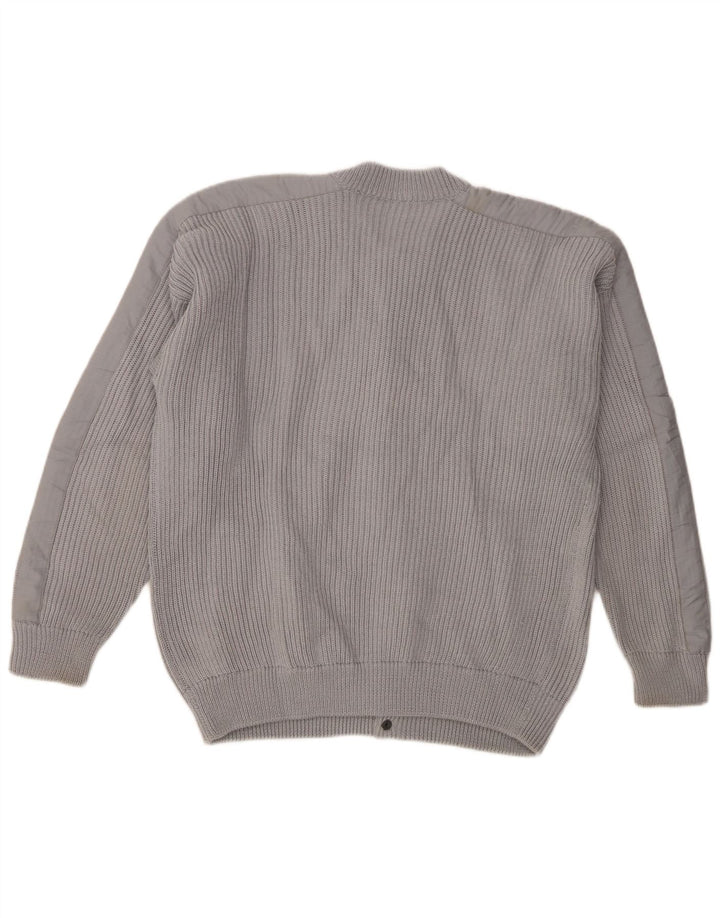 Vintage Herren Cardigan Pullover Mittelgrau Retro