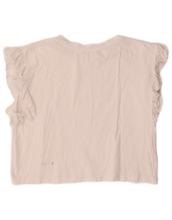 ZARA Damen Crop Bluse Top UK 10 Small Off White