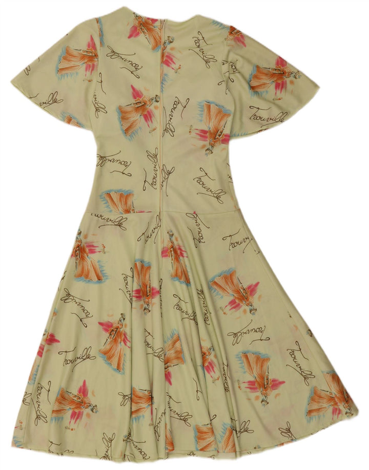 VINTAGE A-Linien-Kleid mit abstraktem Muster für Damen, Gr. 8, klein, Grün