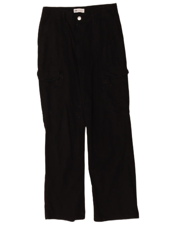 Gerade Cargohose für Damen von Zara, EU 38, Größe S, W28, L30, Schwarz, Baumwolle