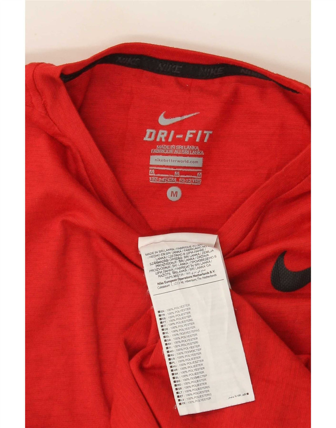 Nike Dri Fit T-Shirt-Oberteil für Jungen, 10–11 Jahre, mittelrot geflecktes Polyester