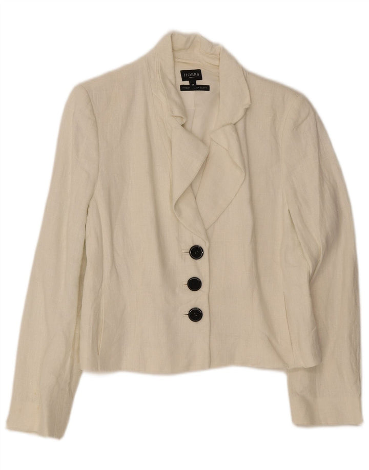 Hobbs Damen-Blazerjacke mit 3 Knöpfen, Gr. 14, groß, gebrochenes weißes Leinen