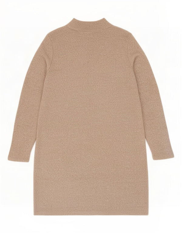 Marks & Spencer Langarm-Pulloverkleid für Damen, Gr. 14, Größe L, Beige gefleckt