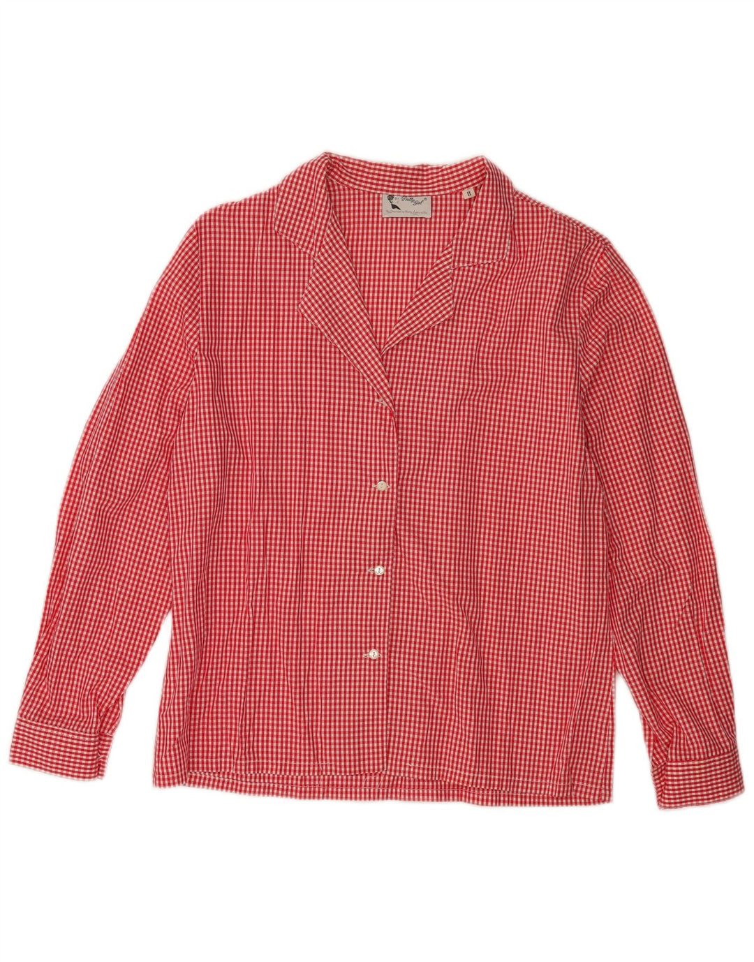 VINTAGE Damenhemd UK 16 Große rote Gingham-Baumwolle