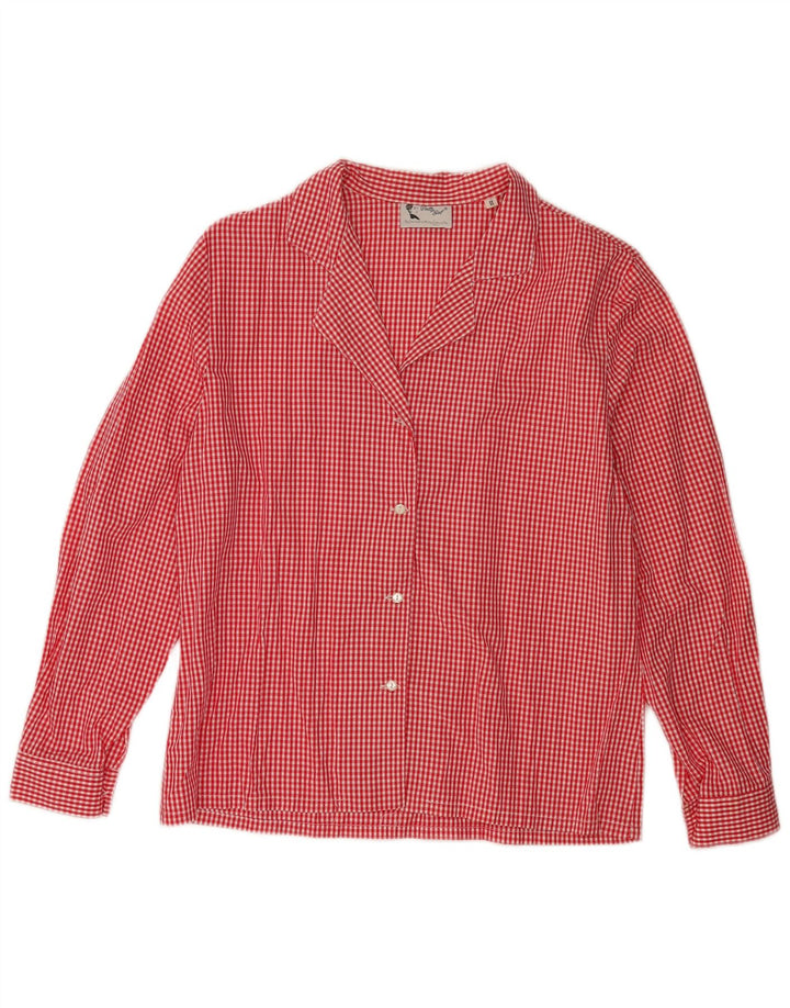 VINTAGE Damenhemd UK 16 Große rote Gingham-Baumwolle