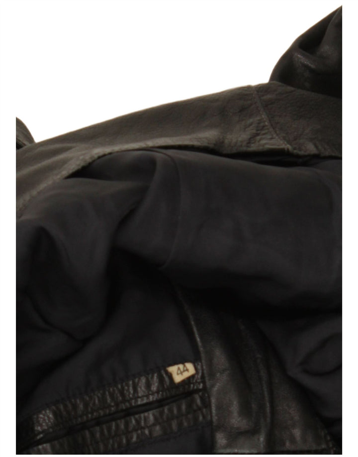 Vintage Damen Crop Lederjacke IT 44 Medium Schwarz