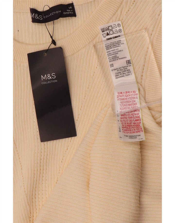 Marks & Spencer Damen Weste Tank Top UK 14 Medium Off White Baumwolle