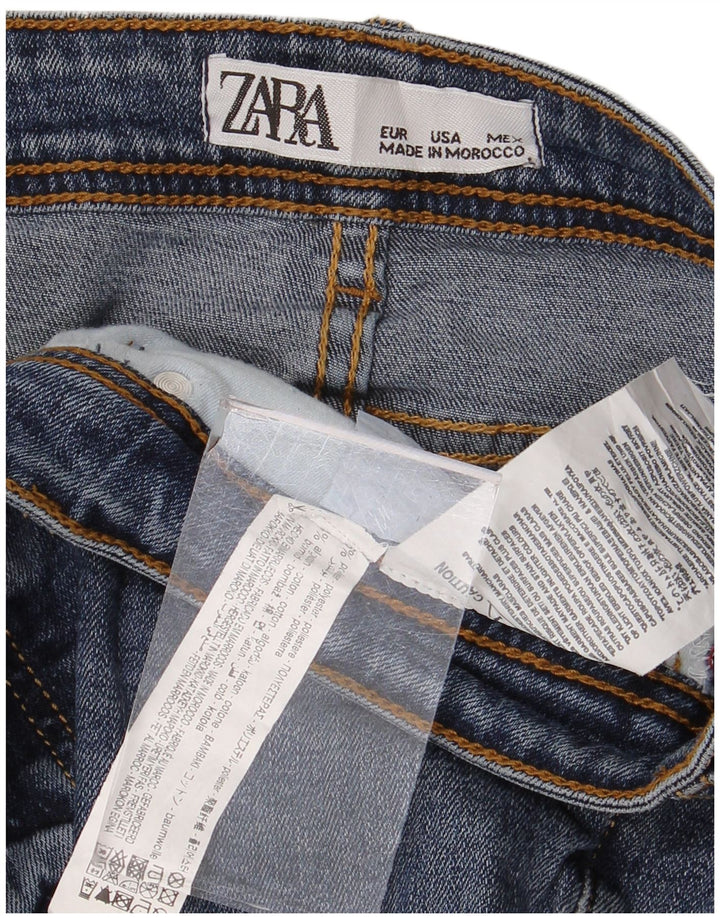 Zara Damen Distressed Slim Jeans W36 L28 Blaues Polyester