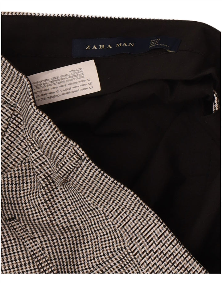 Zara Slim Chino-Hose für Herren, EU 40, M, B31, L25, grauer Hahnentrittmuster