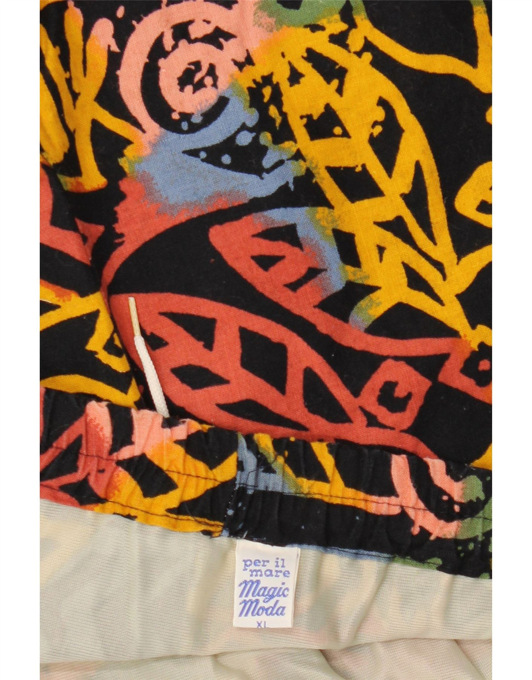 VINTAGE Herren Badeshorts XL Schwarz geblümte Baumwolle