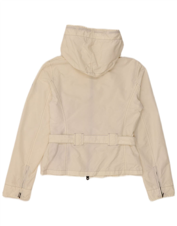 Refrigiwear Womens Crop Hooded Rain Jacket UK 12 Medium White Polyamid