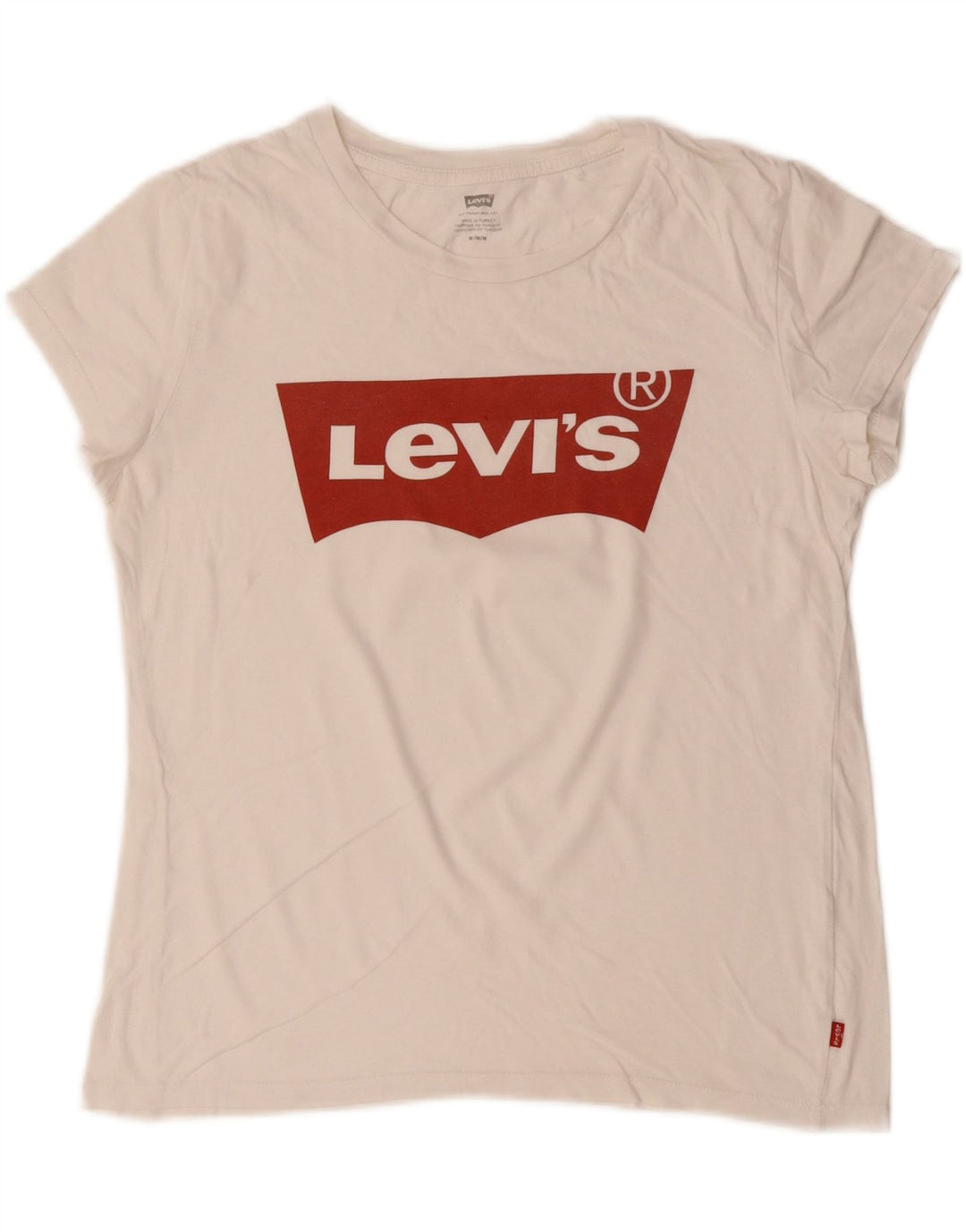 LEVI'S Damen Grafik-T-Shirt-Oberteil UK 14 Mittelweiße Baumwolle